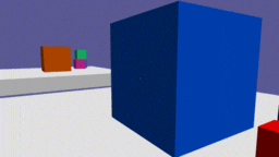 Animation showcasing a cube being thrown through a portal